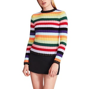 Steve Madden Leonie Sweater Women Small Multicolor Striped Knit Pullover JDM1046