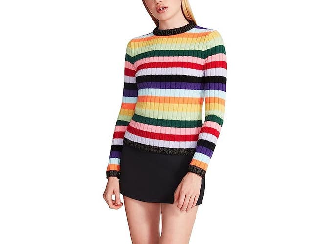 Steve Madden Leonie Sweater Women Small Multicolor Striped Knit Pullover JDM1046