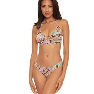 Becca by Rebecca Virtue Bikini Top Womens Small Brown Floral Convertible JDM1209