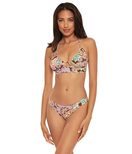 Becca by Rebecca Virtue Bikini Top Womens Small Brown Floral Convertible JDM1209