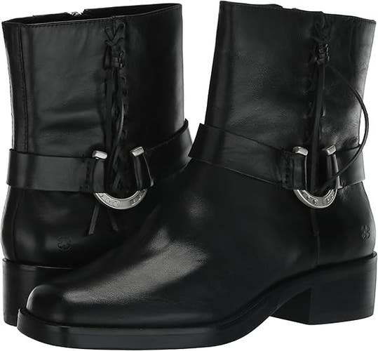 Lucky Brand Kamany Braided Bootie Womens Black Leather Side Zip Boots LION496