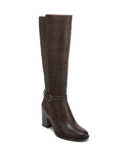 Naturalizer Joslynn Boots Women's US 7 Dark Brown Block Heel Knee High LION302