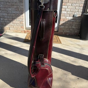 Vintage Royale Pro Only Golf Staff Bag | Burgundy Lizard Embossed | Made in USA | Brass Hardware