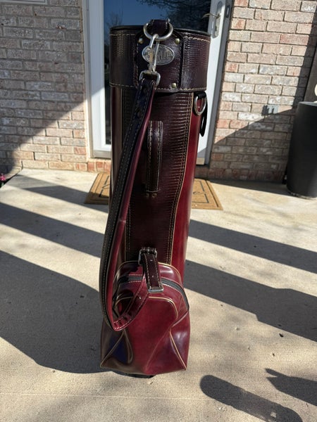 Vintage Royale Pro Only Golf Staff Bag | Burgundy Lizard Embossed | Made in USA | Brass Hardware