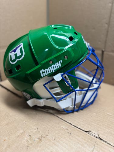 VINTAGE GREEN COOPER SK2000 GOALIE HOCKEY HELMET LARGE HARTFORD WHALERS *** LAST ONE & MINT ***