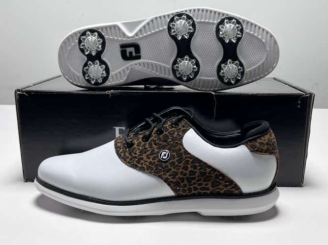 FootJoy FJ Traditions Saddle Golf Shoes White Leopard Women's SZ 7.5 (97923)