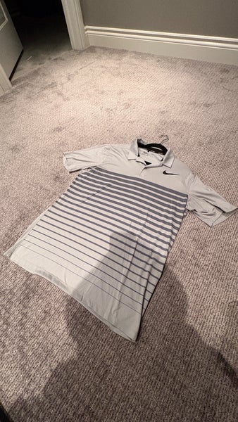 Men's Gray Nike STANDARD FIT/DRI-FIT Golf Shirt - Medium