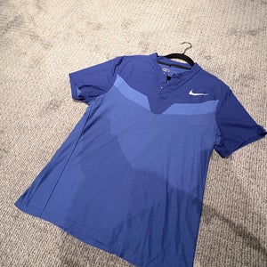 Men's Blue Nike DRI-FIT Golf Shirt - Large