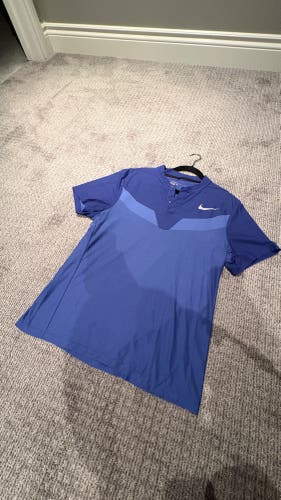 Men's Blue Nike DRI-FIT Golf Shirt - Large