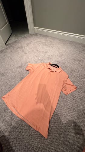 Men's Pink/Cream DRI-FIT Tiger Woods Nike Golf Shirt - Medium