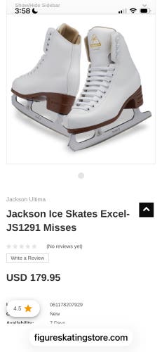 Jackson Ultima Excel Figure Skates size Junior 6 (New)