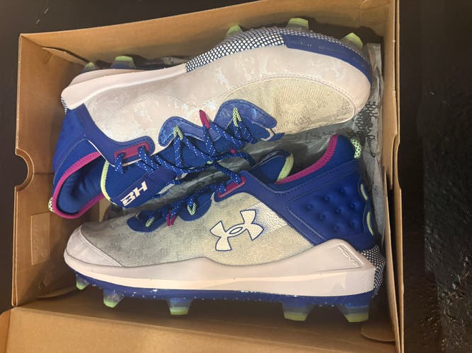 Blue Men's Size M 14.0 (W 15.0) Under Armour Harper 8 Molded Cleats (New)