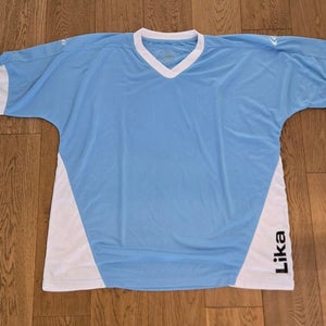 2 Goalie Cut Men's 3GXL Goalie Jerseys Black and Sky Blue