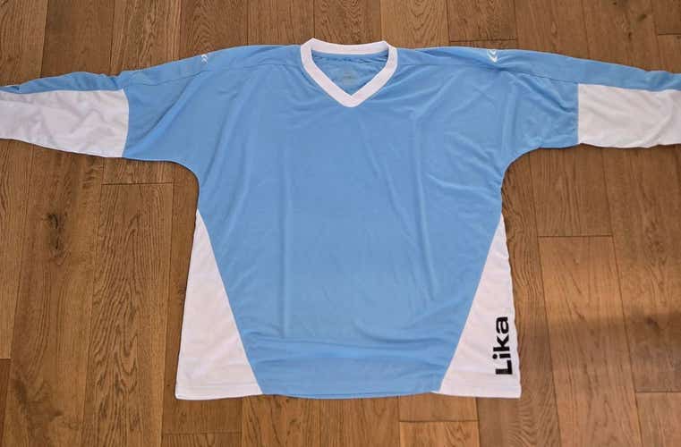 2 Goalie Cut Men's 3GXL Goalie Jerseys Black and Sky Blue