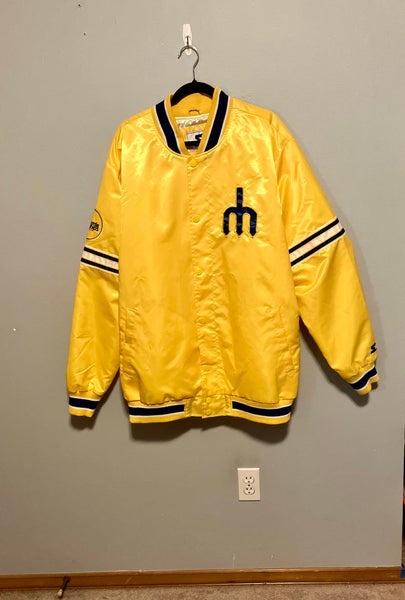 Men's Seattle Mariners Starter Gold Slider Satin Full-Snap Varsity Jacket (3XL) (EUC)