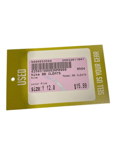 Used Nike BB CLEATS BB/SB Cleats Pink Youth 12.0 11847-S000033566