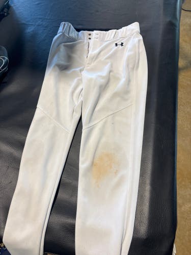 White Men's Medium Adult Under Armour Game Pants (Used)