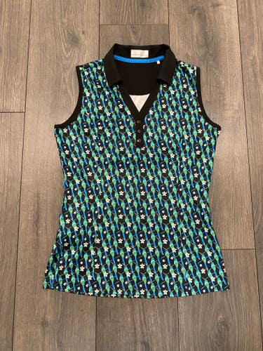 Callaway Hummingbird Print Sleeveless Golf Polo Size S (Used)