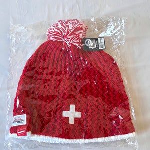 Jungfrau Switzerland Red Beanie with pom pom Unisex New with tag