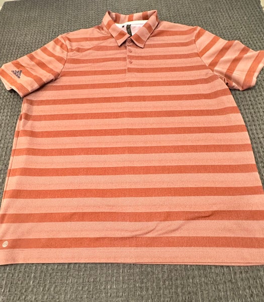 Adidas rust red striped polo shirt