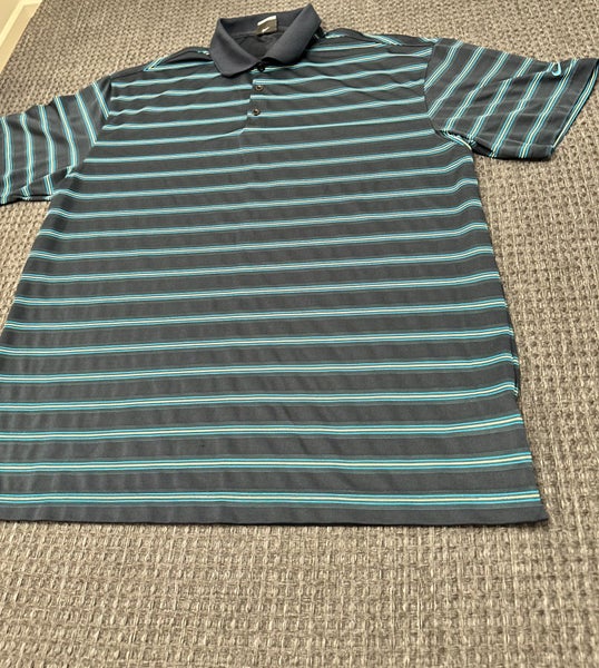 Nike black and blue striped polo