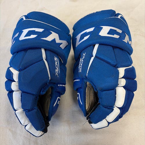 Junior Size 11 Inch CCM TACKS 9080 Ice Hockey Player Gloves.  Blue!