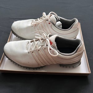 Adidas Tour360 Golf leather Shoes White Red Stripes spikes ART099025 Men's 9.5