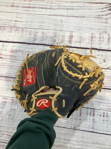 Black Rawlings Gold Glove Elite RH Catcher's Baseball Glove 32.5" (Used)