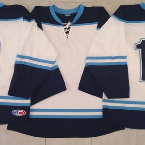 AK- H550BK Hockey Team Set - 14 Jerseys - White/Navy/Sky - New