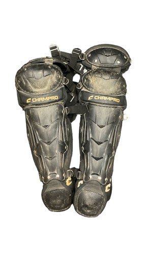 Used Champro CATCHERS SHIN GUARDS Catchers Leg Guards Black Youth 11859-S000029394