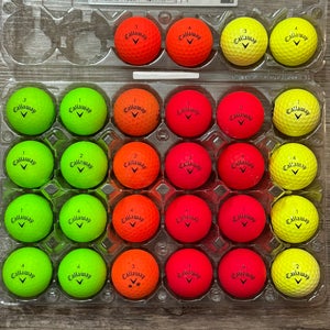 28 Callaway Supersoft Golf Balls - Green, Orange, Red, Yellow Colors, 5A/4A