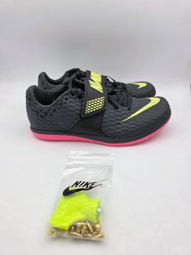 Nike Jump Elite High Anthracite Light Lemon Pink Track Cleats Size 10