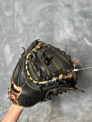 Black Rawlings Gold Glove Elite RH Catcher's Baseball Glove 32.5" (Used)