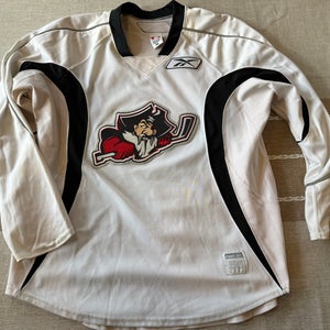 Portland Pirates white Size 56 Men's Pro Stock Practice Worn Reebok Jersey (Used)
