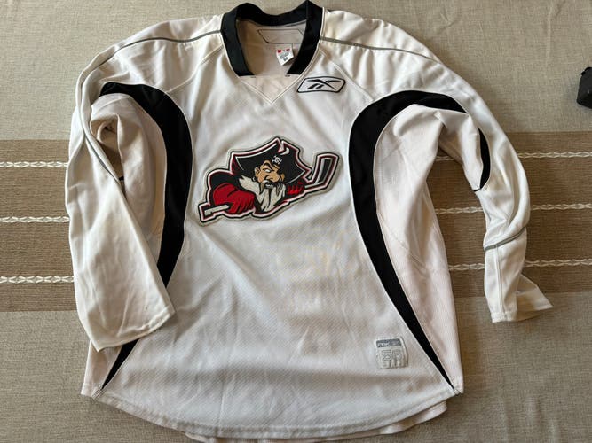 Portland Pirates white Size 56 Men's Pro Stock Practice Worn Reebok Jersey (Used)