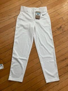 White Men's Medium Youth Nike Game Pants with Navy Blue Piping (NEW)