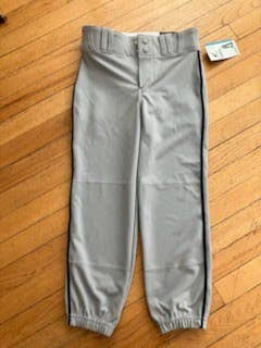 Gray Men's Medium Youth Champro Game Pants (New) With Navy Blue Piping