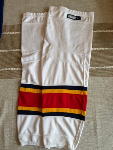 Florida Panthers White Pro Stock Reebok Edge Socks (Used)