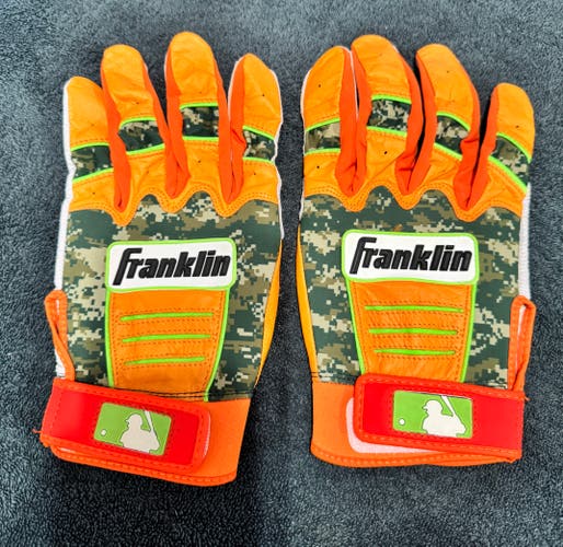 Camo & Orange (Custom)  XXL Franklin Batting Gloves (Used)