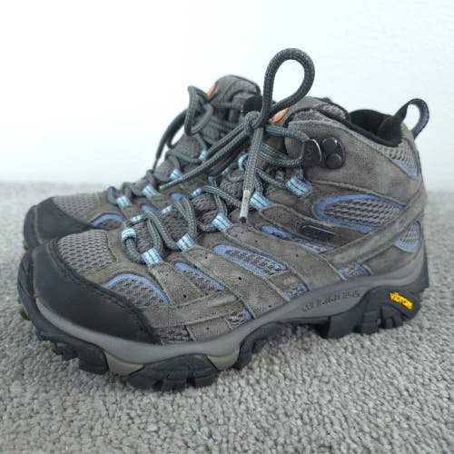 Merrell Moab 2 Mid Waterproof Trail Hiking Shoes Womens Size 6 Boot Gray Blue
