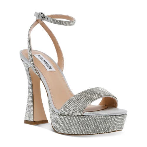 Steve Madden Lashed Dress Sandals Women's 8 Crystal Rhinestone Platform LION670