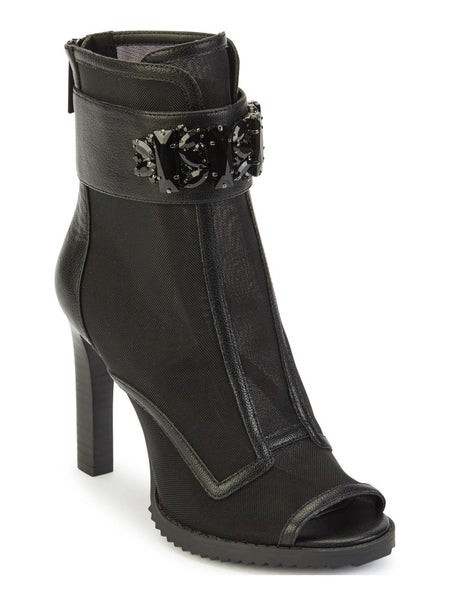 Karl Lagerfeld Paris Blayze Boots Women's Black Peep Toe Ankle Bootie LION571