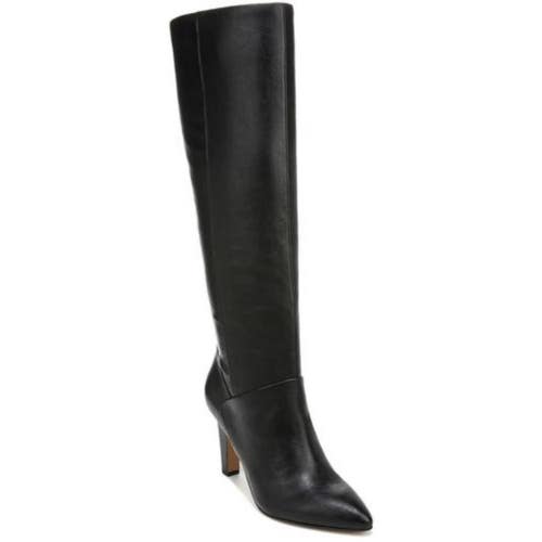 Franco Sarto Koko Boots Women 6 Black Faux Leather Pointed Toe Knee High LION594