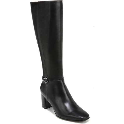 Naturalizer Waylon Boots Women 8 Black Faux Leather Square Toe Knee High LION554
