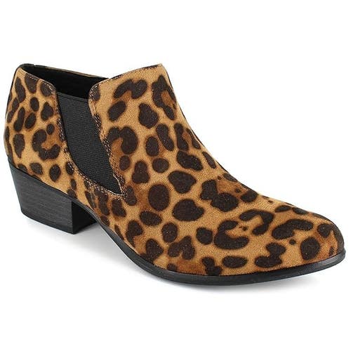 Esprit Taya Boots Women's 6 Brown Leopard Print Block Heel Ankle Booties JOBB739