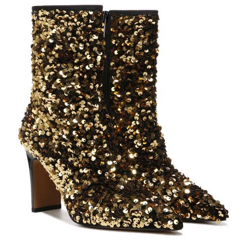 Franco Sarto Avana 2 Boots Women's US 6 Gold Pointed Toe Dress Bootie JOBB790