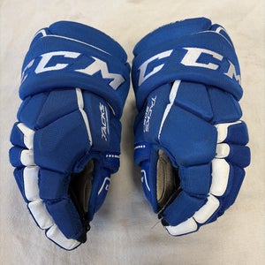 Junior Size 11 Inch CCM TACKS 9080 Ice Hockey Player Gloves.  Blue!