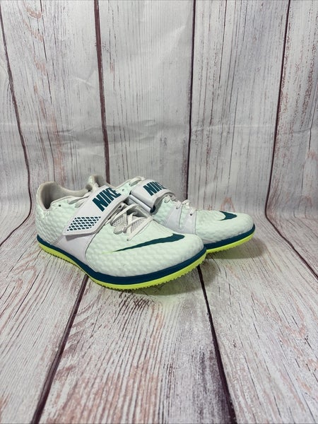 Size 11 Mens Nike High Jump Elite Spikes White Bright Spruce Track FZ9636-100