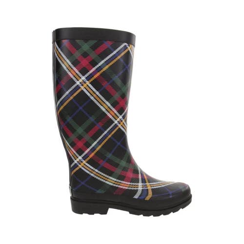 Sugar Raffle 4 Women's US 10 Black Plaid Waterproof Pull On Rain Boots RHS7926