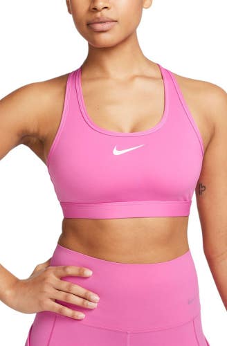 Nike Swoosh Sports Bra Women's M Playful Pink Strtech Padded Racerback DSGL234